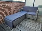 2-delige Loungeset met kussens poly rattan grijs, Overige materialen, Zo goed als nieuw, Loungeset, Ophalen