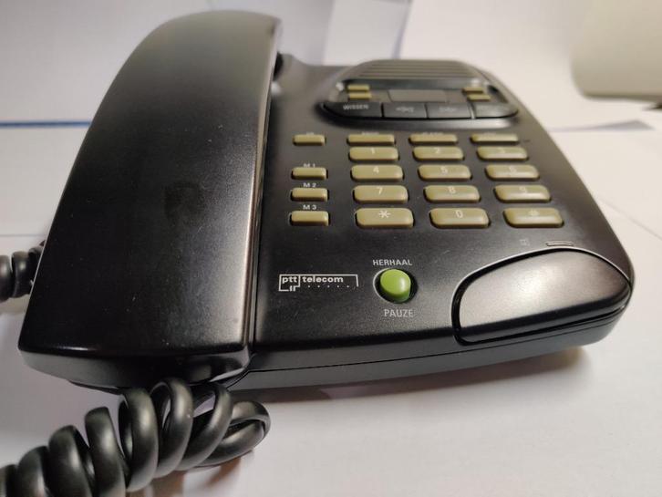 Vintage Zwarte PTT Drukknoptelefoon "Calgary", Telecommunicatie, Vaste telefoons | Niet Draadloos, Gebruikt, Ophalen of Verzenden