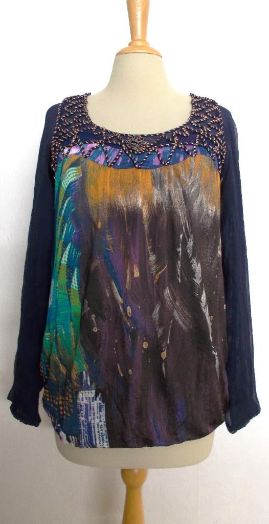 Mooie print top van Save the Queen! M, Kleding | Dames, Tops, Zo goed als nieuw, Maat 38/40 (M), Overige kleuren, Lange mouw, Ophalen of Verzenden