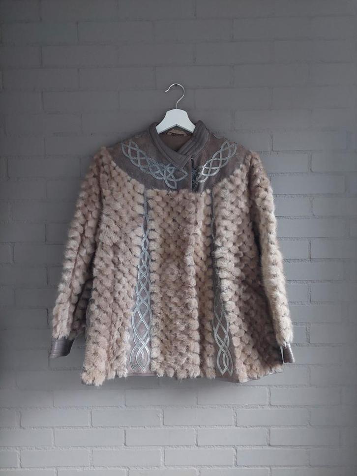Vintage Suède & Bont Jas - prachtig design bruin, Kleding | Dames, Jassen | Zomer, Gedragen, Maat 38/40 (M), Bruin, Ophalen of Verzenden