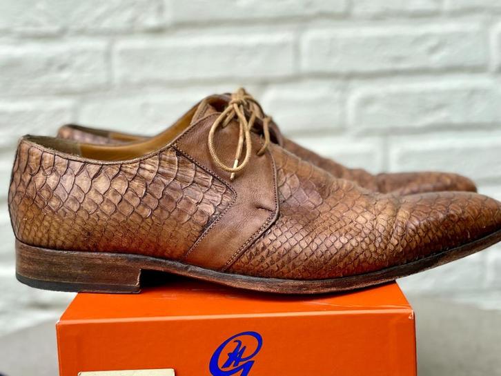 Greve leren veterschoen cognac croco maat 45, Kleding | Heren, Schoenen, Zo goed als nieuw, Veterschoenen, Bruin, Ophalen of Verzenden