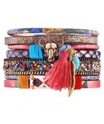 La Chiquita leren boho armband bracelet TEXAS meerkleurig, Sieraden, Tassen en Uiterlijk, Ophalen of Verzenden, Nieuw, Leer