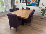 Grote eettafel met 6 design stoelen, Ophalen, Zo goed als nieuw, Modern, strak, klassiek, 6 tot 8 stoelen