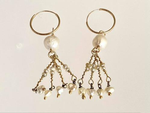 Antieke oorbellen goud natuurparels, Sieraden, Tassen en Uiterlijk, Antieke sieraden, Oorbellen, Goud, Met edelsteen, Verzenden