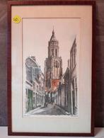 Klassieke ets stad Arnhem kerk gesigneerd €40, Antiek en Kunst, Kunst | Etsen en Gravures, Ophalen of Verzenden