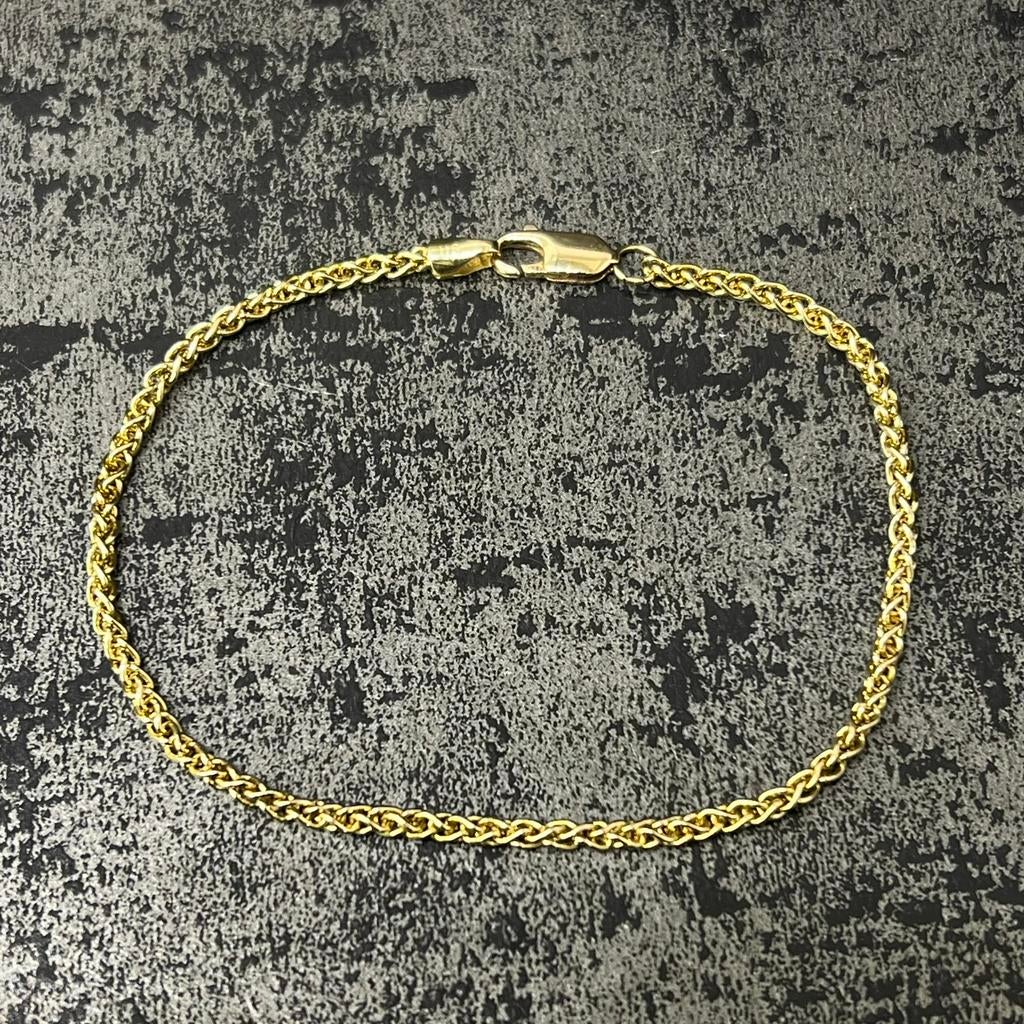 14k gouden armband vossenstaart schakel, Ophalen of Verzenden, Zo goed als nieuw, Goud