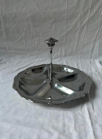 Vintage Franse serveerschaal Guy Degrenne | RVS snack tray beschikbaar voor biedingen
