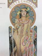 Origineel Alphonse Mucha Moet Chandon Chromo Litho affiche, Antiek en Kunst, Kunst | Litho's en Zeefdrukken, Verzenden