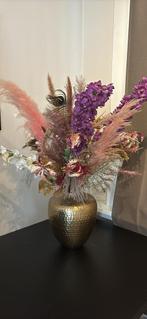 Zijdebloemen boeket met gouden vaas, Ophalen, Zo goed als nieuw, Binnen