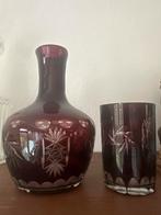 Vintage Cranberry Boheemse Drinkset - Chipje, Ophalen