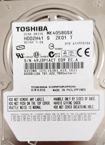 TOSHIBA MK4058GSX 400gb - harde schijf voor laptop beschikbaar voor biedingen