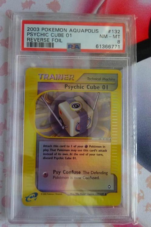 Pokemon Psychic Cube 01 Aquapolis Reverse Foil PSA 8 WOTC, Hobby en Vrije tijd, Verzamelkaartspellen | Pokémon, Zo goed als nieuw