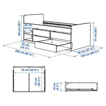 IKEA Släkt bedframe met opberger + lattenbodem + matras - afbeelding 4