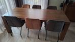 Eiken tafel met stoelen en salontafel, Huis en Inrichting, Complete eetkamers, Ophalen, Gebruikt, 4 tot 6 stoelen