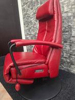 Luxe Prominent accu sta op relaxfauteuil draai lende rood, Huis en Inrichting, Fauteuils, Minder dan 75 cm, Leer, Ophalen of Verzenden