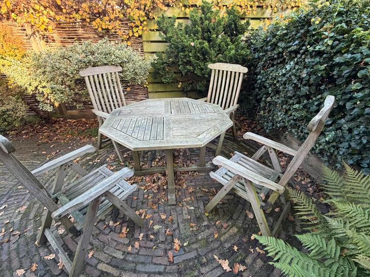 Vintage Teak tuinset, Tuin en Terras, Tuinsets en Loungesets, Gebruikt, Tuinset, Teakhout, 4 zitplaatsen, Ophalen