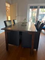 Eetkamertafel + 4 Leren Stoelen, Ophalen, Gebruikt, 50 tot 100 cm, 150 tot 200 cm