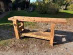 Timmermanswerkbank of industriële houten werkbank sidetable