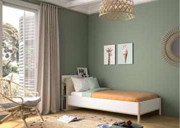 Matis 1-persoonsbed - 90x200 - Wit/kastanje beschikbaar voor biedingen