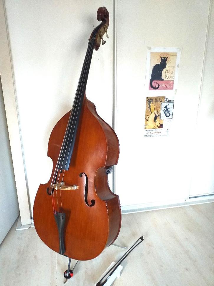 Contrabas 3/4, Muziek en Instrumenten, Strijkinstrumenten | Contrabassen, Gebruikt, 3/4-contrabas, Met koffer, Ophalen