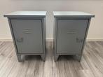 2 WOOOD Max Nachtkasten - Rechts en Links - Grijs - 60x40x35, Ophalen, Minder dan 45 cm, Metaal of Aluminium, 55 tot 70 cm