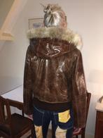 leren bikerjack met echte bontkraag nieuw, Ophalen of Verzenden, Nieuw, Maat 38/40 (M), Bruin
