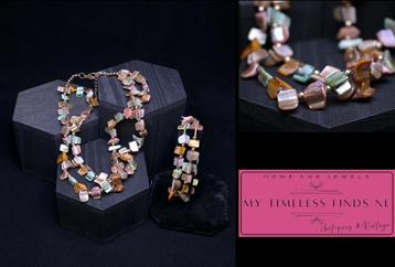 Vintage parelmoer ketting en armbanden set - K3FLH-P6Z2 beschikbaar voor biedingen
