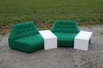 Jaren '70 fauteuils groen met tafeltjes, Ophalen, Gebruikt, Minder dan 75 cm, Vintage