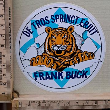 Vintage sticker de TROS springt eruit tijger Frank Buck beschikbaar voor biedingen