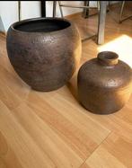 HS mooie  grote zware bloempot en HS vaas handgemaakt, Huis en Inrichting, Overige kleuren, Aardewerk of Porselein, Ophalen of Verzenden