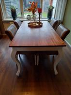 Eet en salon tafel teakhout, Ophalen, Teakhout, 50 tot 100 cm, Zo goed als nieuw