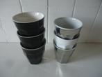 6 koffiemokken, 3 HEMA ceramics wit/chroom 3 Palmers zwart, Huis en Inrichting, Keuken | Servies, Ophalen, Keramiek, Zo goed als nieuw