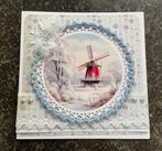 Nr 56 Kerst wenskaart met haakwerk. Molen sneeuw, Hobby en Vrije tijd, Kaarten | Zelfgemaakt, Ophalen of Verzenden, Nieuw, Kerst
