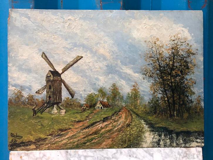 Molen bij een vaart, 1937, Antiek en Kunst, Kunst | Schilderijen | Klassiek, Ophalen of Verzenden