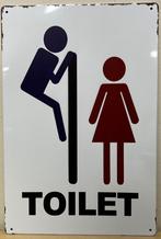 Toilet man er overheen kijken vrouw WC metalen reclamebord, Nieuw, Ophalen of Verzenden