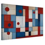 Rode en blauwe figuren abstract canvas 60x40cm - 18mm., Antiek en Kunst, Kunst | Schilderijen | Abstract, Verzenden