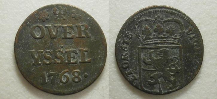 Overijssel Duit 1768, Postzegels en Munten, Munten | Nederland, Losse munt, 1 cent, Vóór koninkrijk, Ophalen of Verzenden