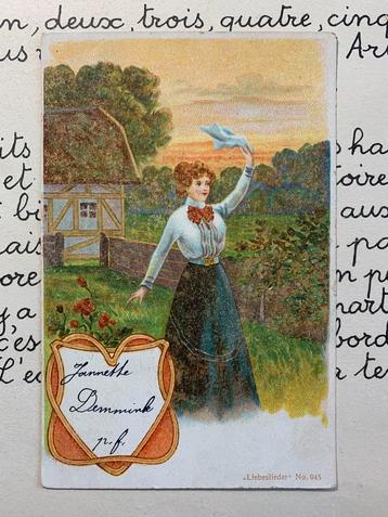 1903 Dame zwaait met zakdoek - stempel Harmelen beschikbaar voor biedingen