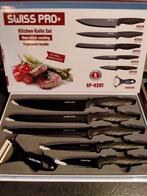 Messenset zwart swiss pro + Kitchen knife set., Huis en Inrichting, Nieuw, Ophalen of Verzenden