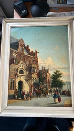 Mooi olieverf schilderij ‘Old Amsterdam’, Antiek en Kunst, Ophalen of Verzenden