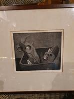 Grafiek met schedels en hoorn, Antiek en Kunst, Kunst | Etsen en Gravures, Ophalen of Verzenden