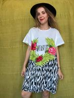 Vintage oversized t-shirt jurk - wit - Jaren 80/90, Kleding | Dames, Jurken, Maat 38/40 (M), Wit, Ophalen of Verzenden, Vintage