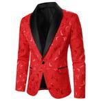 Heren rood zwart rozen colbert blazer bloemen jasje mannen, Kleding | Heren, Kostuums en Colberts, Verzenden, Nieuw, Overige maten