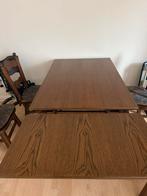 Uittrekbare eiken eettafel - 120/80 tot 220cm en 4 stoelen, Huis en Inrichting, Tafels | Eettafels, Ophalen, Gebruikt, 100 tot 150 cm