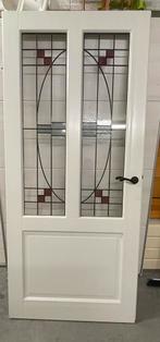 3 zware kwaliteit opdek deuren met  prachtig glas in lood., Ophalen, 80 tot 100 cm, Binnendeur, 200 tot 215 cm