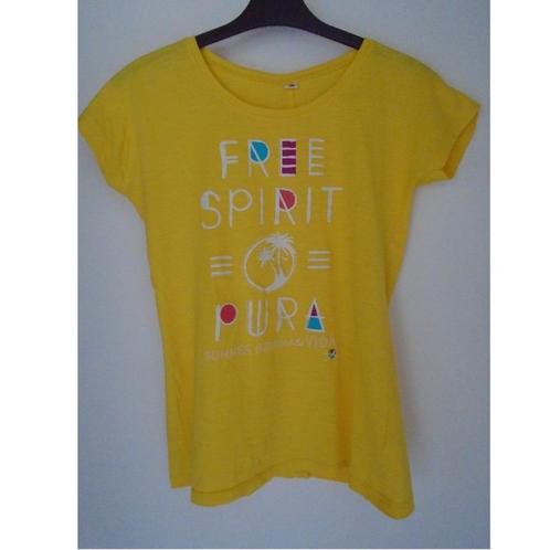 Geel shirt maat 36/S katoen, Kleding | Dames, T-shirts, Zo goed als nieuw, Maat 36 (S), Geel, Korte mouw, Verzenden