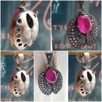 Zilveren hanger met grote robijn., Sieraden, Tassen en Uiterlijk, Kettinghangers, Overige voorstellingen, Ophalen of Verzenden
