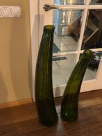 Vazen. Set van 2 groen glas, Ophalen, 75 cm of meer, Groen, Glas