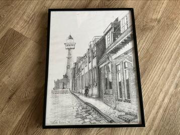 Potloodtekening Egmondse vuurtoren beschikbaar voor biedingen