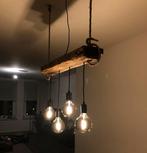 Rustieke Eettafellamp met Lichtbronnen, Huis en Inrichting, Ophalen, Gebruikt, Hout, 75 cm of meer